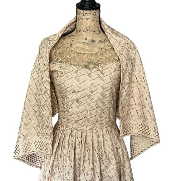 Unbranded Dresses & Skirts - Handmade Womens S* Fit Flare Gold‎ Dress Lace Sleeve Wrap Lolita Formal Coquette